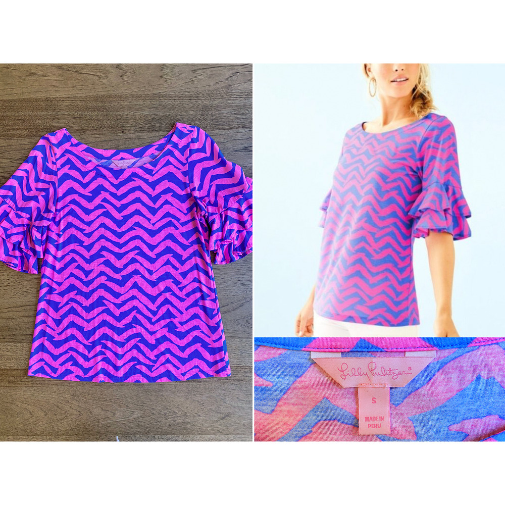 Lilly Pulitzer Bennett Blue Pop Up Top I Got Lucky